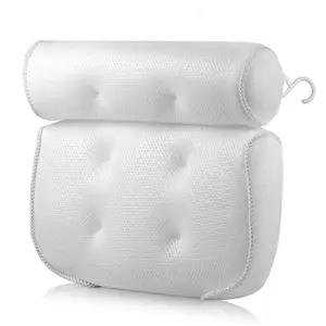 Taylor & Brown Spa Bath Pillow - Extra Thick, Soft Head, Neck & Back Support, Non-Slip, Fits Any Tub (38x35cm, White)