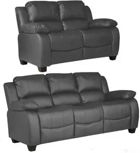 Valerie Grey Leather 3+2 Seater Sofa Set By Furniture Instore