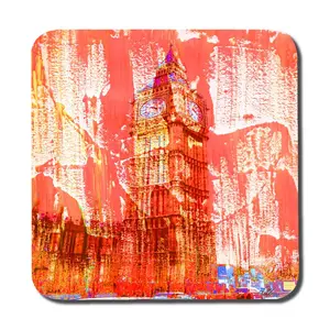 Square 6 Piece Coaster Set (Set of 6) Red