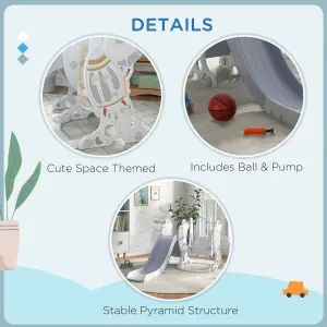 AIYAPLAY Space-Themed Slide and Swing Set for Kids, Swing Slide Basketball Hoop