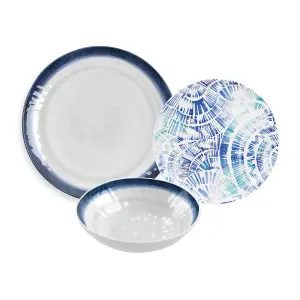 Purely Home Coastal 12 Piece Melamine Dinnerware Set for 4