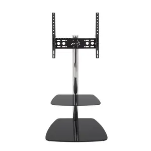 AVF Iseo 60cm Pedestal TV Stand, for TVs up to 55" - Black Glass