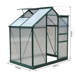 Outsunny 6x4ft Walk-In Polycarbonate Greenhouse Plant Grow Galvanized Aluminium