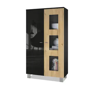 Display Cabinet Natural oak/Black / Without