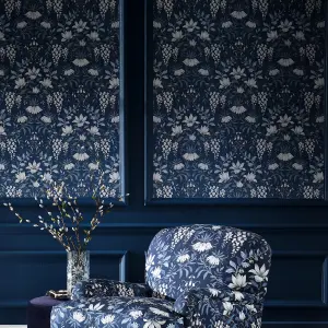 Laura Ashley Parterre Dark seaspray Damask Smooth Wallpaper Sample