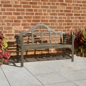 Lutyens Style Wooden Garden 2 Seater Bench Oiled Chestnut Finish Acacia Hardwood W129 x D52 x H89cm