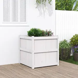 Berkfield Garden Planter White 70x70x70 cm Solid Wood Pine