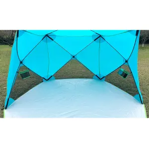 Blue Pop Up Family Beach Tent Sun Shade Camping Shelter 3-4 Person UPF50+ UV