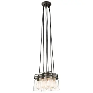 6 Bulb Ceiling Pendant Light Fitting Olde Bronze LED E27 60W Bulb