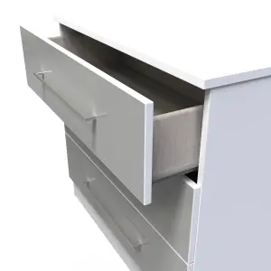 Chester 3 Drawer Chest in Uniform Grey Gloss & White (Ready Assembled)