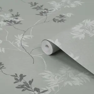 Laura Ashley Mari Green Floral Smooth Wallpaper