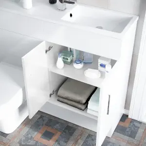 Nes Home James 1000mm White Slimline Vanity Basin, WC Unit & BTW Rimless Toilet