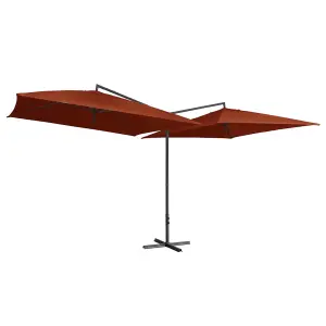 Berkfield Double Parasol with Steel Pole 250x250 cm Bordeaux Terracotta