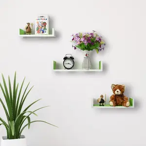 Byun 3 Piece Floating Shelf Set White/Green