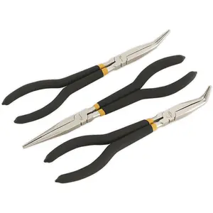 Premium 3 Piece 280mm Needle Nose Pliers Set with Foam Grip - Straight and Angled Nose Design