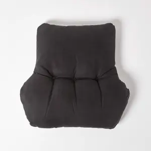 Homescapes Black Faux Suede Back Support Cushion