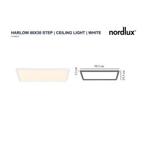 Nordlux Harlow 60x30 Step Indoor Living Dining Kitchen Bedroom Ceiling Light In White (Height) 2.3cm