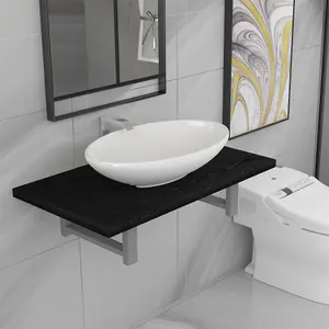 Berkfield Two Piece Bathroom Furniture Set Ceramic Black