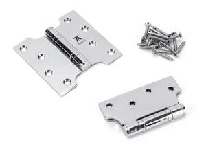 From The Anvil Polished Chrome 4 Inch x 2 Inch x 4 Inch  Parliament Hinge (pair) ss