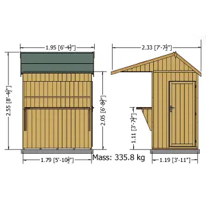 Shire Timber Bar 6x4 ft with Single door Apex Wooden Garden bar - Assembly service included