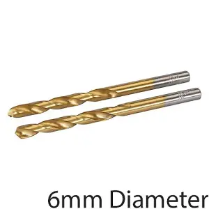 2 PACK TITANIUM COATED 6mm High Speed Steel Drill Bit Aluminium Alloy Milling