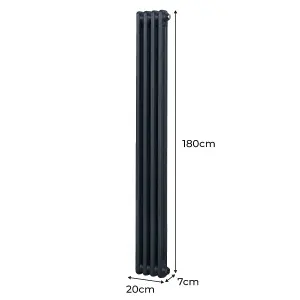 Traditional 2 Column Radiator - 1800 x 202 mm - Anthracite