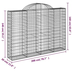 Berkfield Arched Gabion Baskets 7 pcs 200x30x140/160 cm Galvanised Iron