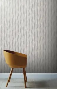 Arthouse Metallic Wave White/Silver Wallpaper