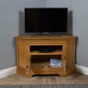 Elm Home and Garden Quality Oak Corner TV Media Unit 2 Door Cupboard Fully Assembled