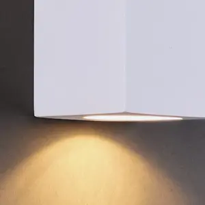 Ceramic Rectangle Shaped Wall Light, 2 lights Up and Down White Paintable GU10 sockets (NO BULBs)