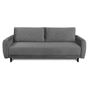 Roma 3 Seater Sofa Bed with Storage - Grey (VELUTTO18)