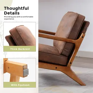 Accent Chair Mid-Century Modern Chair Armchair with Solid Wood Frame for Living Room, Bedroom, Belcony (1,Coffee)