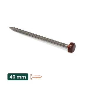 50pk UPVC Panel Pins 40mm Poly Top Pins Nails Plastic Headed Fascia Fixings Roofing Nails Brown