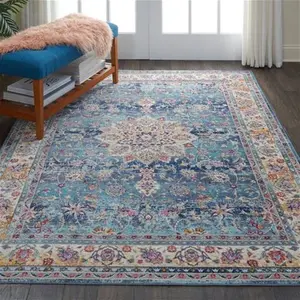 Nourison Vintage Kashan 1 Rug, Persian, Size: 121cm X 173cm (4ft X 5.5Ft), Vintage Kashan 1 Blue