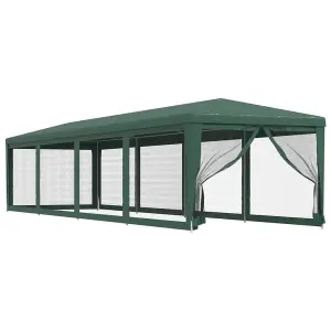 Berkfield Party Tent with 10 Mesh Sidewalls Green 3x12 m HDPE