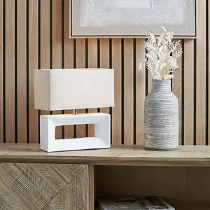 Block White Ceramic Rectangular Table Lamp