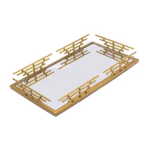 Green Decore PYRO Rectangular Modern Brass Iron Tray 36 x 21 CM