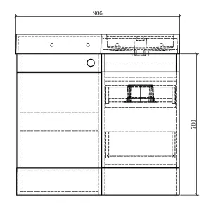 Solstice Gloss Light Grey Right Hand Bathroom Vanity Basin & WC Unit Combination (W)900mm (H)890mm