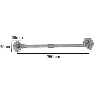 EAI Cabin Hook Iron Strong Hold Back Gate or Door Hook Barrel Style Cast Iron -  250mm - Galvanised