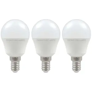 Crompton Lamps LED Golfball 4.9W E14 Warm White Opal (40W Eqv) (3 Pack)