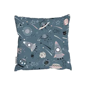 Cushions - spaceships and planets with stars (Cushion) / 60cm x 60cm