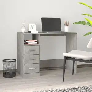 Berkfield Desk with Drawers Concrete Grey 102x50x76 cm Engineered Wood