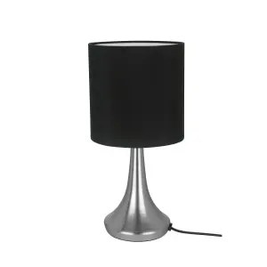 GoodHome Painswick Cylinder Satin Black Nickel effect Table lamp