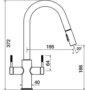 Clearwater Topaz J Spout Pull Out With Twin Spray Kitchen Brushed Nickel - TOP30BN