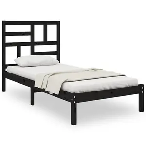 Berkfield Bed Frame Black Solid Wood 100x200 cm