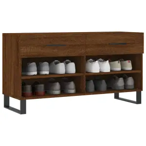 Berkfield Shoe Bench Brown Oak 102x35x55 cm Engineered Wood