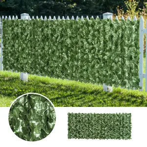 Outsunny Artificial Leaf Hedge Privacy Screen Roll Garden Fence Panel 1m x 2.4m