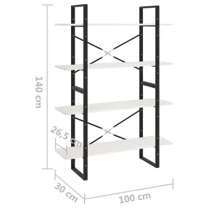 Berkfield 4-Tier Book Cabinet White 100x30x140 cm Solid Pine Wood