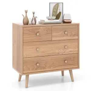 COSTWAY 4-Drawer Dresser Chest Wooden Storage Drawer Cabinet Modern Beside Table