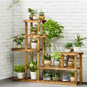 Garden 8 Tiers Brown Wooden Plant Stand 96cm H